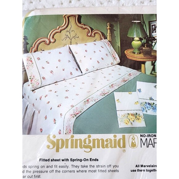 VTG NOS Springmaid Double Flat Sheet Marvelaire Rose Floral Full Size  54” x 76” - Picture 4 of 4